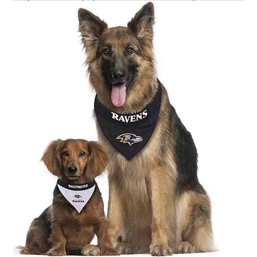 NFL Dog Bandana Baltimore Ravens Reversible Petโ Bandana 2 Sided NWT Size S/M